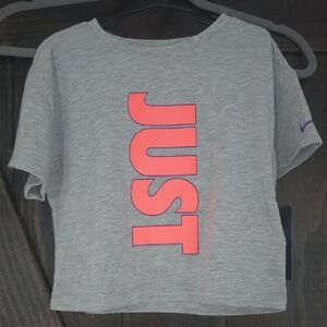 Nike Kids Heather Gray  Top with Vibrant Pink/ Purple Graphic